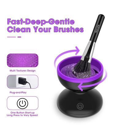 Electric Makeup Brush Cleaner Set - Automatic Spinner, Cleaning Mat - Christmas Gift for Her - Purple - Buy Online on SooperMarket.com