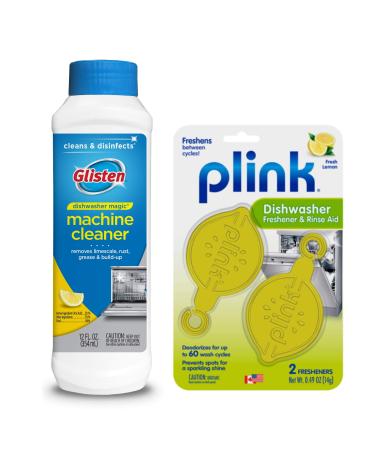 Glisten DM06N Magic Machine Cleaner & Disinfectant and Plink Dishwasher Freshener & Rinse Aid