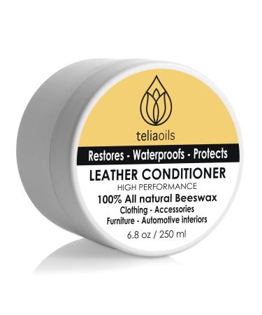 Teliaoils Leather Conditioner - Natural Clear Leather Repair Care Balm - Waterproofing Leather Salve Restorer Softener & Protector - for Upholstery Furniture Shoes Sofa & More (250 ml)