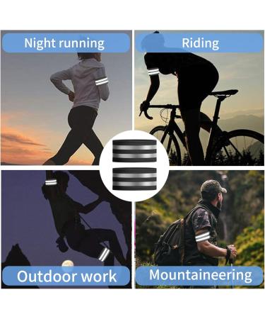 Youyike Double Reflector Set | 4 Reflective Safety Braces for Jogging Cycling & Outdoor Activities | 35x5 cm Black - Buy Online on SooperMarket.com