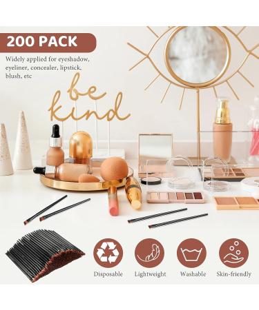 200 Pcs Disposable Angled Eyebrow & Eye Liner Brushes - Salon Quality Makeup Tool - Buy Online on SooperMarket.com