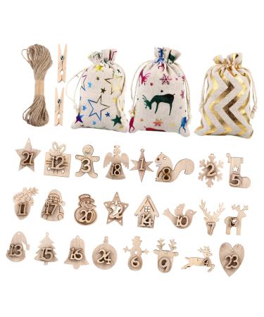 BCOATH 24pcs Candy Bag Refillable Advent Calendar Bags for Candy Christmas Sack Bag Candy Sacks Cloth