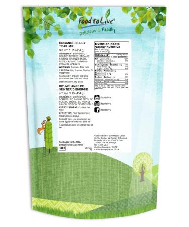 Organic Energy Trail Mix 1lb - Non-GMO Raw Nuts & Berries with Cashews, Golden Berries, Raisins, Walnuts, Brazil Nuts - Vegan Superfood Bulk - Buy Online on SooperMarket.com