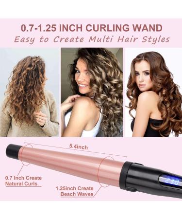 Hair Curling Wand 19-32MM Tapered Curling Iron Professional Ceramic Hair Curler Wand with Heat-Resistant Glove Dual Voltage - Buy Online on SooperMarket.com