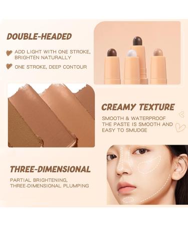 Double Headed Cream Contour Stick Bronzer | 2-in-1 Long Lasting Highlight & Contour Stick | Waterproof Makeup Kit for Light Skin | Nature Color - Buy Online on SooperMarket.com