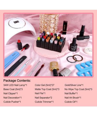 Lavender Violets 48-Piece Gel Polish Set with 54W Nail Lamp - Autumn Colours Starter Kit | Includes Nail Art Brush, Base Coat, Matte Top Coat, and No Wipe Top Coat | Q975 Q973 - Buy Online on SooperMarket.com