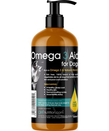 GWF Nutrition Omega 3 Aid For Dogs -Skin & Coat Supplement - Reduce Itching Improves Coat - Fish Free 500 ml 500ml