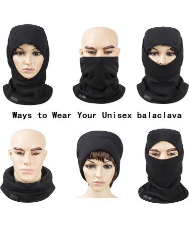 Windproof Fleece Balaclava Ski Mask | Cold Weather Face Cover | Motorcycle Hood Warmer | Winter Sports Cap - Black - Buy Online on SooperMarket.com