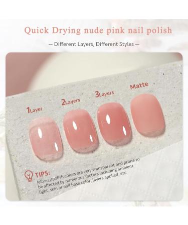 Nude Nail Polish - Jelly Nail Polish Varnish - Quick Drying & Long Lasting Breathable Nail Polish - No Need Baking Oil-Based Formula Pastel Nail Polish Women - Buy Online on SooperMarket.com