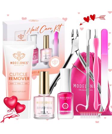 modelones Cuticle Remover and Cuticle Oil Kit- Cuticle Care Kit with Nail Strengthener & Cuticle Oil Cuticle Trimmer Set Cuticle Softener & Moisturize Manicure Kit for Nail Salon Home Use 8 Piece Set