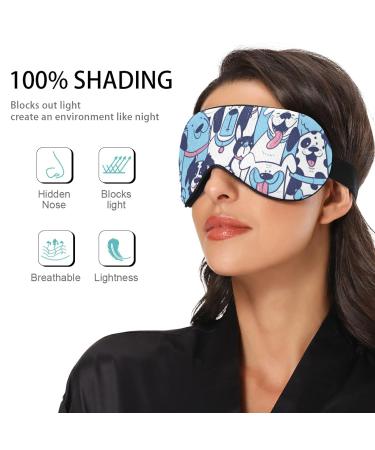 Sleep Mask Cute Dogs Blue Breathable Comfortable to Weighted Sleeping for Women Man Kids Conforms to Eye Contour Shape Adjustable Elastic Strap - Buy Online on SooperMarket.com