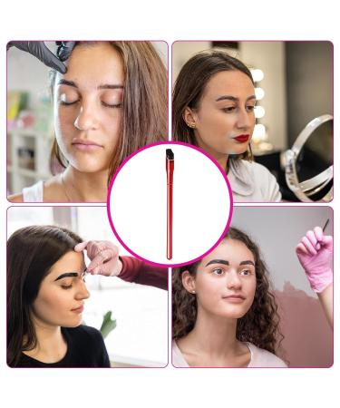 Professional Eyebrow Brush with Spoolie - Fiber Bristles Angled & Flat Applicator for Liquid Gel & Eyeshadow - 5.91 Inch Red - Buy Online on SooperMarket.com