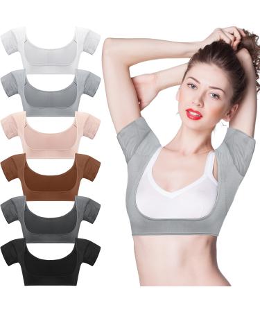 6 pieces of armpit vest breathable armpit weld pads armpit sweatproof washable armpit weld pads for women girls women forearm weld protection (large dark color) l Dark color