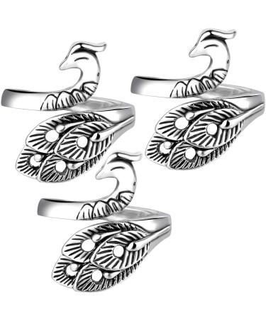 3Pack Adjustable Knitting Loop Crochet Loop Ring Knitting Accessories Peacock Open Finger Ring Adjustable Braided Ring for Faster Knitting
