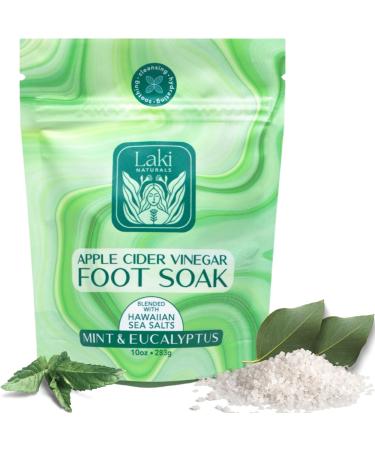 Laki Naturals Apple Cider Vinegar Foot Soak Foot Detox Soak Pedicure Soak Foot Soak Callus Remover Foot Treatment Epsom Salt Foot Soak with Hawaiian Sea Salts (10 oz) (Mint & Eucalyptus)