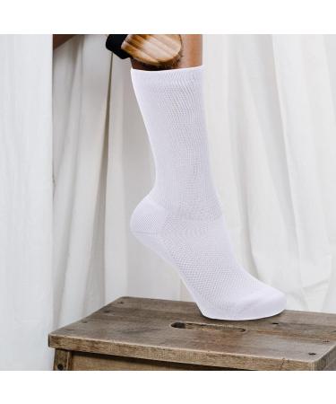 Healeved 2 Pairs Cotton Diabetic Crew Socks - White & Ankle - Elderly Nursing Comfort - Buy Online on SooperMarket.com