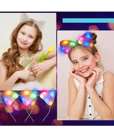 Juexica Light up Furry Kitty Headband - 4 Pack LED Cat Ears for Women/Girls - Cute Christmas Glow Party Hair Accessories - Buy Online on SooperMarket.com