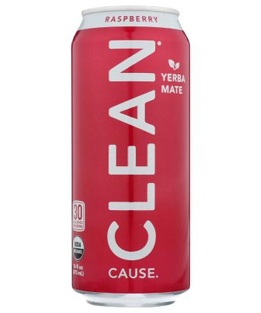 Clean Cause, Yerba Mate Energy Drink, Raspberry, 16 oz