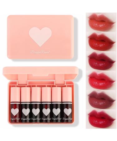 6 Colors Lip Tint Stain Set  BliBling Korean Lip Gloss Lip Tint Stain Plumping Mini Liquid Lipstick  Multi-use Lip and Cheek Tint  Long lasting Non-Stick Cup Waterproof  High Pigment  Vivid Color  Lip Tint Makeup Heart