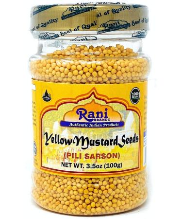 Rani Yellow Mustard Seeds Whole Spice 3.5oz (100g) PET Jar  All Natural | Vegan | Gluten Friendly | NON-GMO | Indian Origin
