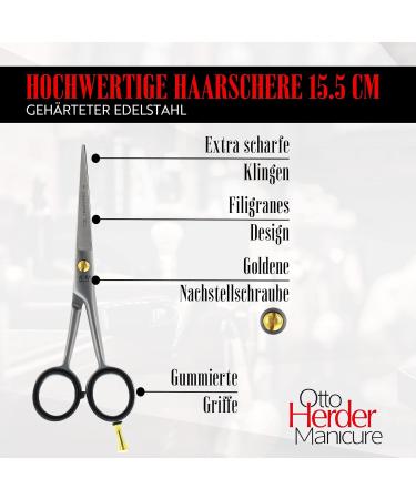 Otto Herder 5.5 Extra Sharp Hairdressing Scissors - Precision Hair Cutting with One-Sided Microcover & Golden Screw - Buy Online on SooperMarket.com