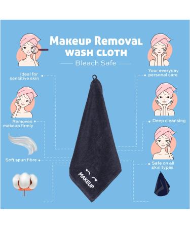 Bleach Safe Black Makeup Towels - 12 Pack | Ultra Soft Cotton Face Washcloths - Buy Online on SooperMarket.com
