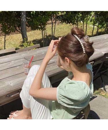 Set of 4 Pearl Hair Claw Clips - Fancy Acrylic Barrettes for Thick Curly Hair - Buy Online on SooperMarket.com