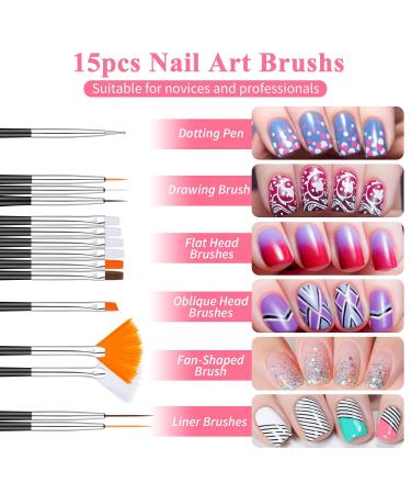 40-Piece Nail Art Decoration Set | Brushes Foil Stickers & More | Perfect for Manicure Enthusiasts | International Shipping Available - Buy Online on SooperMarket.com