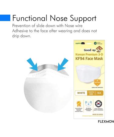 (Pack of 10) Premium 3D Disposable Kids KF94 Face Mask Age 5-15 | 4-Layer Filters | Individual Packs | Made in Korea - Buy Online on SooperMarket.com