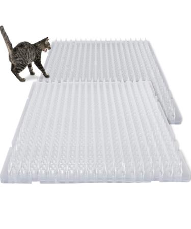 20 Pcs Cat Repellent Outdoor Indoor Mat Clear Cat Scat Mat Plastic Cat Deterrent Cat Repellent Mat with Spikes Furniture Plant Protectors from Cats Dogs Birds, 16 x 13 Inches