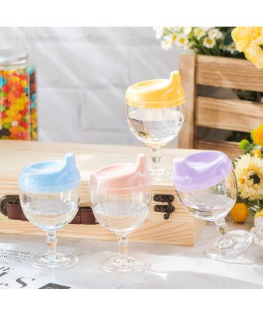 4 Pcs Wine Sippy Cup Goblet for Toddlers 8+ Months - Perfect for Baby Kids Birthday Party - Blue Pink Yellow Purple - Buy Online on SooperMarket.com