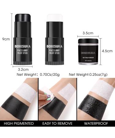 BOBISUKA Black White Face Paint Stick & Setting Powder Set for Sports Cosplay & Halloween Makeup - Eye Black Sticks & Body Paints - Buy Online on SooperMarket.com