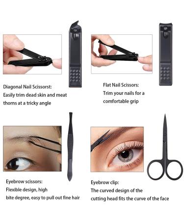 Rnitle Luxury 7-in-1 Manicure Set - Stainless Steel Nail Clipper & Pedicure Tools in Black PU Leather - Travel Beauty Kit - Buy Online on SooperMarket.com