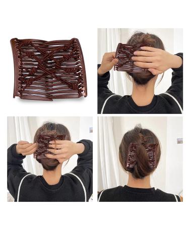 4 Pieces Adjustable Double Comb Hair Clip Set for Thick Curly Hair - Coffee and Black - Buy Online on SooperMarket.com