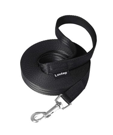 Loutep Training line for dogs 3 m hard -wearing nylon long leash dog leash with padded handle and robust rotary hook black 3m black