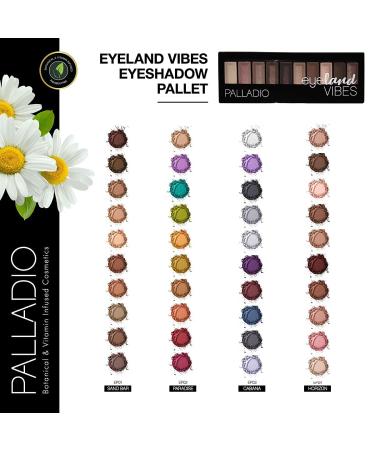 Palladio Eyeland Vibes Escape to the Tropics 10-Color Eyeshadow Palette - Seductive Nudes to Vibrant Hues for Day and Night Looks - Rich Pigment, California Sunset Palette - Buy Online on SooperMarket.com