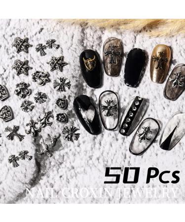 Chrome Hearts Cross Nail Charm Metal Punk Rivet Nail Art Decoration (2 Pack) - Buy Online on SooperMarket.com