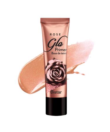 Sistar Rose Glo Primer - Base De Teint Liquid Glow Primer Sparkle Glitter Prime Foundation Prep Rose Gold Infused With Rose Water