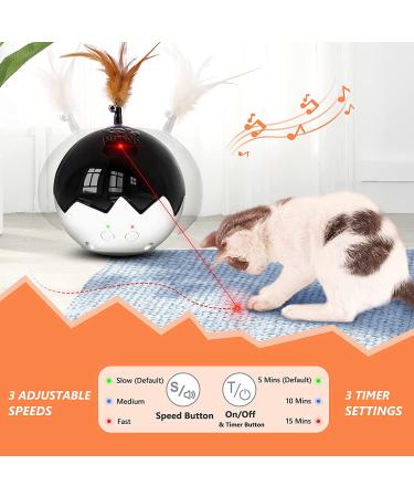 3-in-1 Cat Laser Toy with Interactive Tumbler Ball, Feather Toys, Real Mice Sound - 3 Speeds, 3 Timers - Rechargeable - Indoor Electronic Kitten Chaser Toy - 2021 Newest - Buy Online on SooperMarket.com