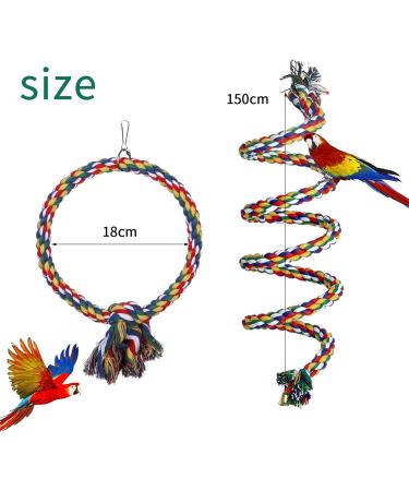 Aedcbaide Bird Parrots Toys 2 Pack Parakeet Parrot Swing Chewing Hanging Toys with Bell 59inch Bird Cotton Rope and 7Inch Diameter Bird Hanging Swing for Budgie Cockatiels Conures Finches - Buy Online on SooperMarket.com