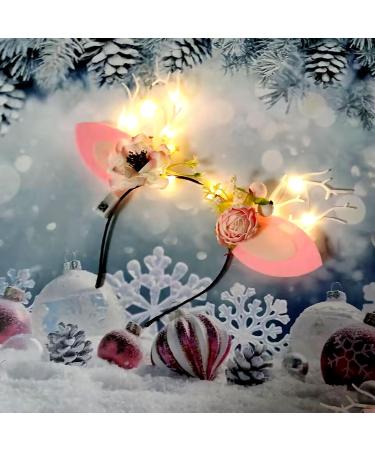 Deer Elk Antler Flower LED Headband Glowing Butterfly Rabbit Bow Light up Hair Hoop Floral Reindeer Cat Ears Hair Band for Women Girls Christmas Party (Yellow) - Buy Online on SooperMarket.com