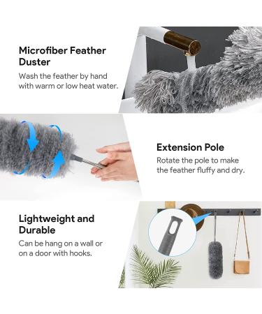 Extendable Microfiber Feather Duster - 100 inch Long Handle Dusting Tool for All-Round Home Cleaning - Gray - Buy Online on SooperMarket.com