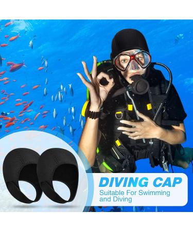 Jecery 2 Pcs Neoprene Diving Hood 2.5mm Thermal Wetsuit Cap with Chin Straps - Black | For Men & Women - Ideal for Snorkeling, Surfing & Water Sports - Buy Online on SooperMarket.com