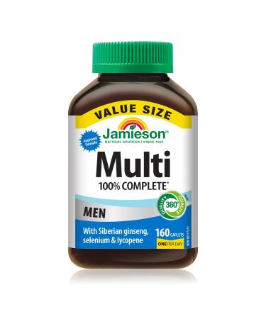 Jamieson 100% Complete Multivitamin for Adult Men Value Size with Siberian Ginseng Selenium & Lycopene 160 count (Pack of 1)