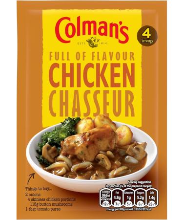 Colmans Chicken Chasseur Recipe Mix - Pack of 6 43g Each Gourmet Cooking Blend Classic French Flavour Easy Meal Preparation Savoury Chicken Dish Mix - Buy Online on SooperMarket.com