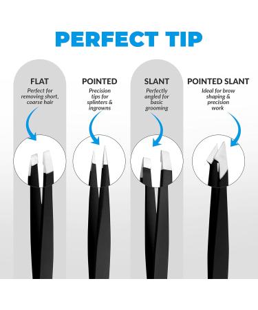Deer Precision Tweezers Set - Stainless Steel, Professional Ingrown Hair Remover with Carry Pouch for Men & Women - Buy Online on SooperMarket.com