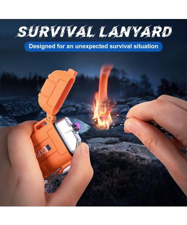 USB Rechargeable Windproof Arc Lighter Waterproof - Dual Arc Plasma Lighter with Emergency Whistle for Outdoor Adventure - Camping Gadgets (Orange) - Buy Online on SooperMarket.com