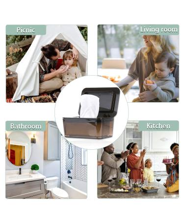 Jitnetiy Removable Wipes Dispenser - Large Holder Container for Fresh Wipes (Dark Brown) - Buy Online on SooperMarket.com