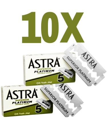 10 Astra Superior Platinum Double Edge Razor Blades For Professional Barbers And Traditional Shaving Enthusiasts