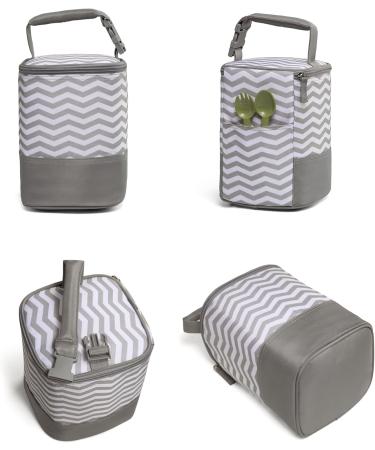 LCY Insulated Baby Bottle Cooler Bag - Grey & White Waves | Fits 4 Bottles | Hanging Strap Included - Buy Online on SooperMarket.com